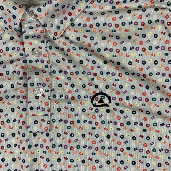 Straight Down Performance White Multi Color Dot Print Golf Polo Stretch M Men’s - Picture 3 of 5